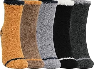5 Pairs Cozy Slipper Socks, Warm Fluffy Socks Thermal Soft Socks Winter Bed Fleece Socks Fuzzy Sleep Socks Thermal Socks for Boys Men Adult