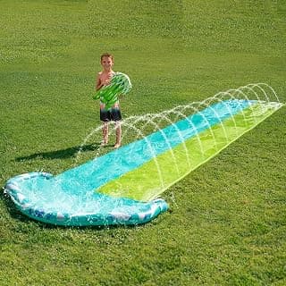 20ft x 62in Water Slide with 2 pcs Bodyboards, Summer Toy with Build in Sprinkler for Backyard and Outdoor Slip Water Toys Play