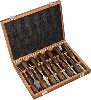 IMOTECHOM 12-Pieces Woodworking Wood Carving Tools Chisel Set with Wooden Box, Razor Sharp CR-V 60 Steel Blades