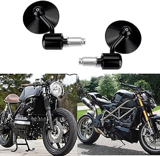 Round 7/8" Handle Bar End Motorcycle Side Mirrors Compatible with Honda Yamaha Sport FZ8 FZ-07 09 Kawasaki Suzuki