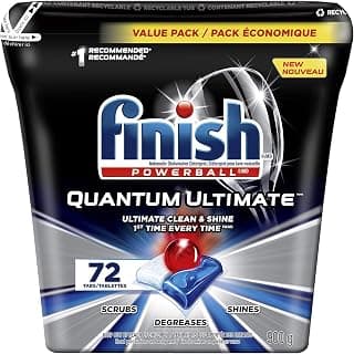 Finish Power Ball Quantum Ultimate Dishwasher Detergent Tabs, Scrubs, Degreases, Shines, Ultimate Clean & Sine 1st time everytime, 72 Tabs
