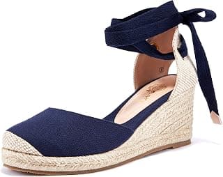 Womens Strappy Espadrille Wedge Sandals Open Toe Platform Ankle Strap Comfortable Sandals