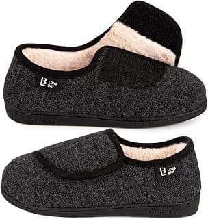 Women's Diabetic Slippers Furry Memory Foam Adjustable Extra Wide Shoes Swollen Feet Comfy Cozy Arthritis Edema House Shoes