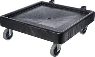 Carlisle FoodService Products E-Z Glide Plastic Hand Truck, Dolly with Drain for Restaurant Wash Racks, 22.5 X 22.5 X 8 Inches, Black