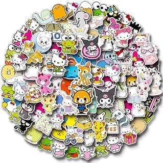 100Pcs Cute Kawaii Stickers,Vinyl Waterproof Stickers for Laptop,Bumper,Skateboard,Water Bottles,Computer,Phone, Cute Anime Stickers for Kids Teens Adult (Kawaii 100pcs Stickers)