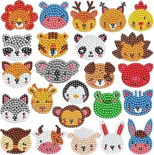 Fepito 24 Pcs 5D Diamond Painting Kits Diamond Painting Stickers for Kids Art and Crafts for Kids and Adult Beginners Diamond Art