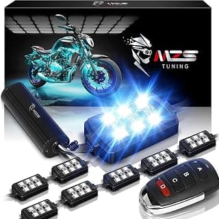 MZS Motorcycle LED Light Kit Multi-Color Neon RGB Strips, Wireless Smart Remote Controller -Compatible with ATVs UTVs Cruiser Trikes Golf Carts -Waterproof IP65 (Pack of 8)