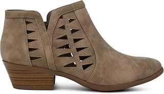 Oslo Womens Perforated Cutout Chunky Block Stacked Heels Ankle Booties Boots