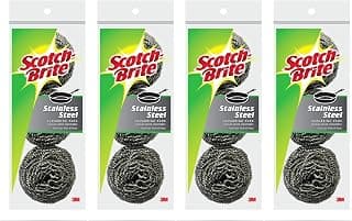 Scotch-Brite Stainless Steel Scouring Pad,3 Count (Pack of 4)