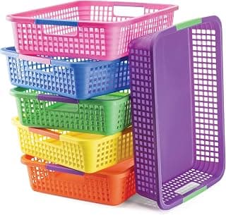 Prextex Classroom Storage Baskets for Papers Crayon and Pencils and Toy Storage Baskets Pack of 6