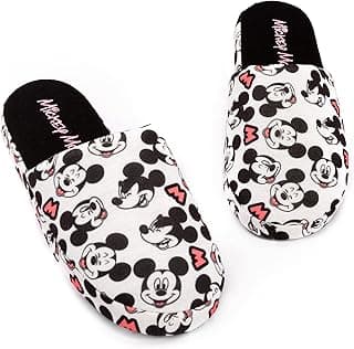 Mickey Mouse Women's Slippers All Over Print Ladies Shoes 3-4 UK White