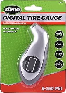 Slime 20017 Digital Tire Gauge 5-150 PSI with Lighted Tip
