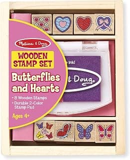 Melissa & Doug Butterfly and Heart Wooden Stamp Set, 12415