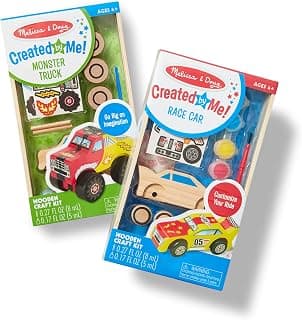 Melissa & Doug Decorate-Your-Own Wooden Craft Kits Set - Race Car & Monster Truck