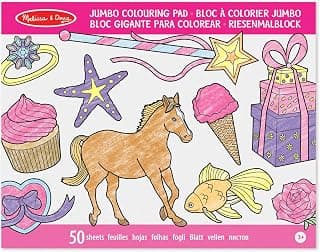 Melissa and Doug Jumbo 50-Page Kids' Coloring Pad - Horses, Hearts, Flowers, and More