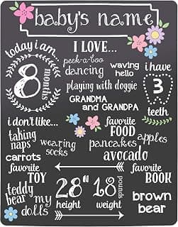 Tiny Ideas Baby's Monthly Chalkboard, Girl, Black
