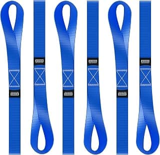 Soft Loop Tie Down Straps - 1,500 Load Capacity & 4,500 Lbs Breaking Strength - 6 Pack - Loops for Securing ATV, UTV, Motorcycles, Scooters, Dirt Bikes, Lawn & Garden Equipment - by AUGO
