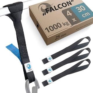 valonic Falcon - Soft Loop tie Down Straps - 4 Pack, 2000Kg, 30cm x 25mm, Double Stitched, Black - for Motorcycle Handlebar