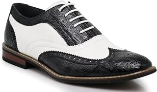 Men's Dress Oxfords Shoes Italy Modern Designer Wingtip Captoe 2 Tone Lace Up.