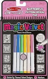Melissa & Doug On The Go Magic Velvet Pattern-Reveal Scenes Activity Kit - 6 Coloring Boards, 6 Markers