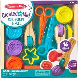 Melissa & Doug Created by Me! Cut, Sculpt, and Roll Modeling Dough Kit With 8 Tools and 4 Colors of Modeling Dough | Dough Stampers, Arts And Crafts For Kids Ages 3+