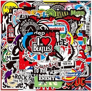 Band Stickers Pack| 100Pcs Rock And Roll Music Band Stickers for Laptop Skateboard Water Bottle Helmet Guitar Suitcase Refrigerator Waterproof Vinyl PVC Music Stickers for Adult Teen Boys and Girls