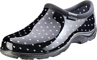 Sloggers 5113BP08 Rain and Garden Shoe with All Day Comfort Insole, Size-8, Black/White Polka Dot Print