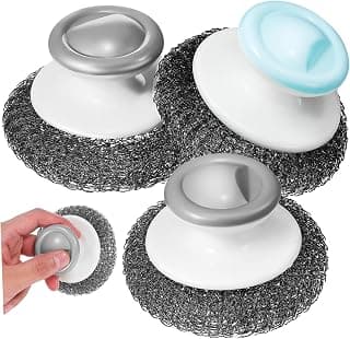 Healeved 3pcs Small Cleaning Brush Dish Scrubber Brushes for Dish Washing Cleaning Ball Sink Brush Steel Wool