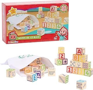 Just Play Cocomelon Wooden ABC 123 Blocks Wooden Puzzles, Ages 18 Month