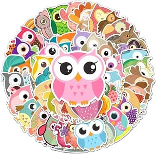 Owl Stickers for Laptop(50 Pcs),Gift for Kids Teens Adults Girl,Owl Waterproof Stickers for Water Bottle,Vinyl Stickers for Scrapbook,Journal,Dairy,Skateboard