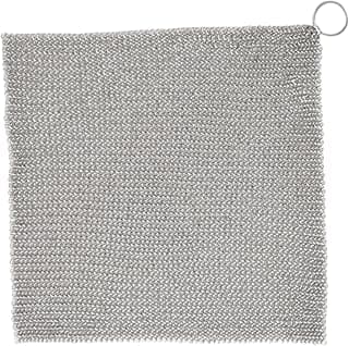Cast Iron Cleaner Non-Scratch Stainless Steel Scourer 20x20 cm Nonstick Oil Chainmail Scrubber for Kitchen Pan Pot Griddles Skillets Cookware