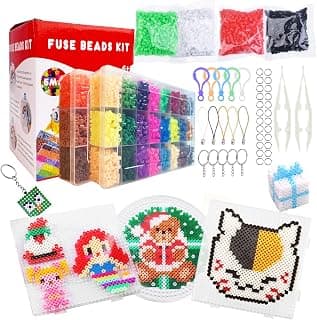 5MM Fuse Beads Craft Set in 48 Colors, NOUVCOO 11000pcs Kids Fuse Beads Set, DIY Art Craft Toys Including Pegboards, Tweezers and Ironing Papers for Over 6years Kids Birthday Gift