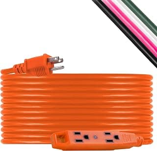 UltraPro, Orange, GE 50 Foot Extension, 16AWG, Indoor/Outdoor Use, Extra Long Power Cord, UL Listed, 51926, 50 ft, 50 Ft