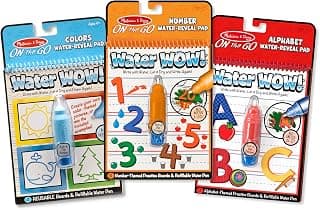 Melissa & Doug On The Go Water Wow! Reusable Water-Reveal Activity Pads,3-pk, Colors, Numbers, Alphabet