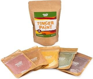 Veggie Baby Finger Paints for Toddlers, Vegan, Organic Baby Safe Coloring, Play, Colorful Eco Painting (5 Colors)