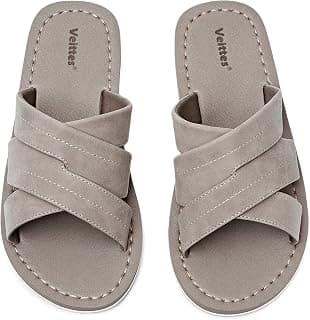Men's Slide Sandals - Comfortable Slip On Open Toe Outdoor Indoor Flat Sandals.