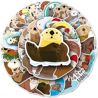 Eurasian River Otter Stickers for Laptop(50 Pcs),Gift for Kids Teens Adults Girl,Otter Waterproof Stickers for Water Bottle,Vinyl Stickers for Scrapbook,Journal,Dairy,Skateboard