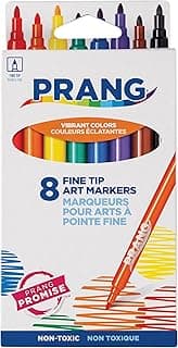 Prang Fine Line Markers, Washable, Set of 8 Markers, Assorted Colors (80719)