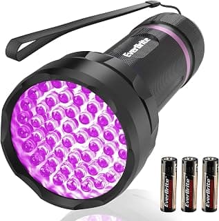 EverBrite 51 LED UV Flashlights Black Light, 395 nm Ultra Violet Blacklight Flashights Detector for Bed Bug and Pet Urine Stains on Carpets, Clothes or Floor(with 3*AA Batteries)