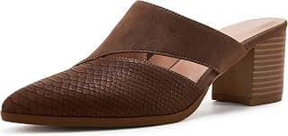 Women's Cutout Backless Mules Slip On Closed Toe Chunky Stacked Heeled Sandals