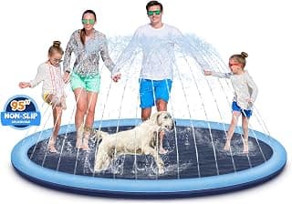 Splash Pad for Kids and Dogs, 95" Extra Large Splash Pad for Toddlers 1-3 and Kids Ages 4-8, Non Slip Thicken Sprinkler Dog Pool Summer Outdoor Water Toys for Backyard
