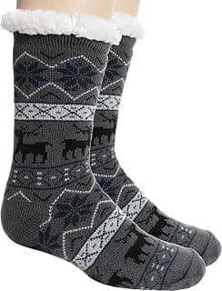 Slipper Socks for Men Fuzzy Fluffy Winter Cozy Cabin Warm Thick Fleece Comfy Non Slip Grips Socks