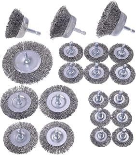 WENORA 20 Pack Wire Brush Wheel Cup Brush Set, Coarse Crimped Carbon Steel, 1/4 Inch Shank for Drill - Wire Wheel for Drill for Cleaning Rust and Abrasive