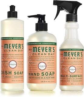 Mrs. Meyer's Kitchen set, Geranium, 3 ct: dish soap, hand soap & multi-surface everyday cleaner