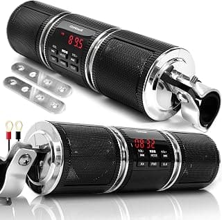 GoHawk RD8 Gen.2 Waterproof Bluetooth Motorcycle ATV Stereo Speakers Soundbar 7/8-1.25 in. Handlebar Mount MP3 Music Player Audio Amplifier System, AUX-in, USB, microSD, FM Radio