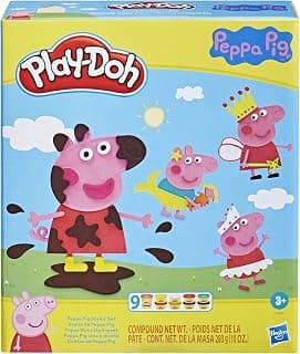 Play-Doh Peppa Pig Stylin Set with 9 Non-Toxic Modeling Compound Cans and 11 Accessories, Peppa Pig Toy for Kids 3 and Up
