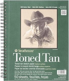 Pro-Art Strathmore Spiral Toned Sketch Book, 9 by 12-Inch, 50 Sheets, Tan