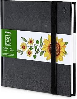Ohuhu Sketchbook Marker Pads Art, 6.9" × 6.5" Mini Paper Size, 120LB/200GSM Heavy Smooth Drawing Sketch Book, 30 Sheets/60 Pages, Hardcover Paper Book, Specially Designed for Alcohol Markers, Color Pencils, Acrylic Painting