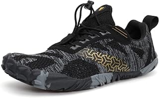 Men's Trail Running Shoes Minimalist Barefoot 5 Five Fingers Wide Width Toe Box Gym Workout Fitness Low Zero Drop Male Parkour Road Sport Breathable Beach Black Size 12