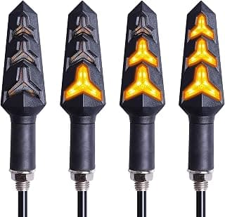 Kinstecks 4PCS Motorcycle Indicators Flowing Turn Signal Lights Motorbike Turning Indicators 12V 12 LEDs Bulbs for Motorcycle Motorbike Scooter Quad Cruiser Off Road-Y Shape